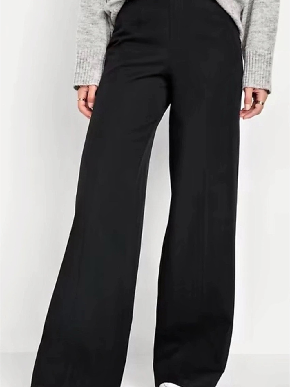 Old Navy Pixie High Rise Wide Leg Pull On Pants in Black Size Large NWT